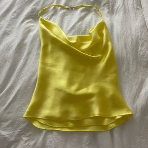 ZARA- silk pastel yellow top size small